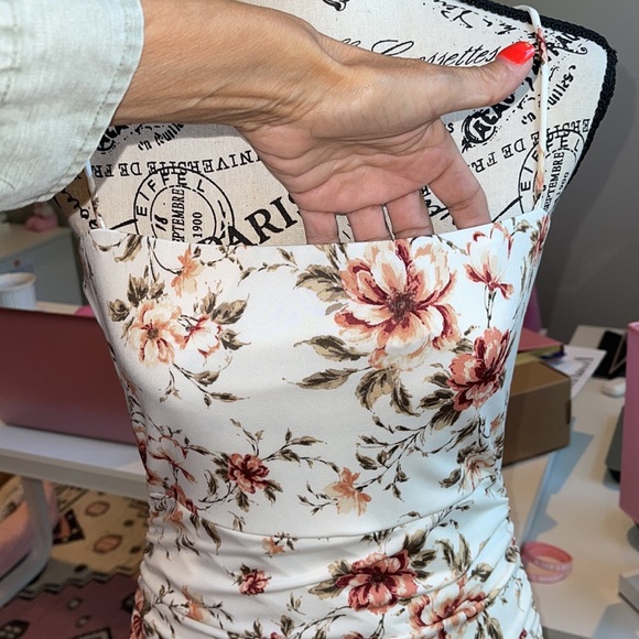 Ruched Flower Print Dress Designed by Windsor - Picture 7 of 12